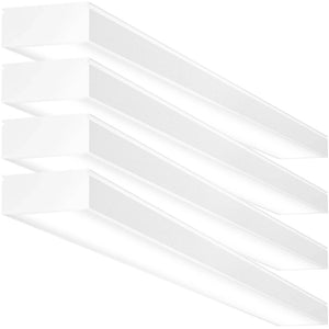 ANTLUX 4FT LED Office Ceiling Lights, Commercial LED Wraparound Shop Lights for Gym, 50W, 6000LM, 4000K, US Plug with ON/Off Switch, Suspended and Flush Mount, Fluorescent Light Replacement, 4 Pack