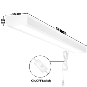 ANTLUX 4FT LED Office Ceiling Lights, Commercial LED Wraparound Shop Lights for Gym, 50W, 6000LM, 4000K, US Plug with ON/Off Switch, Suspended and Flush Mount, Fluorescent Light Replacement, 4 Pack