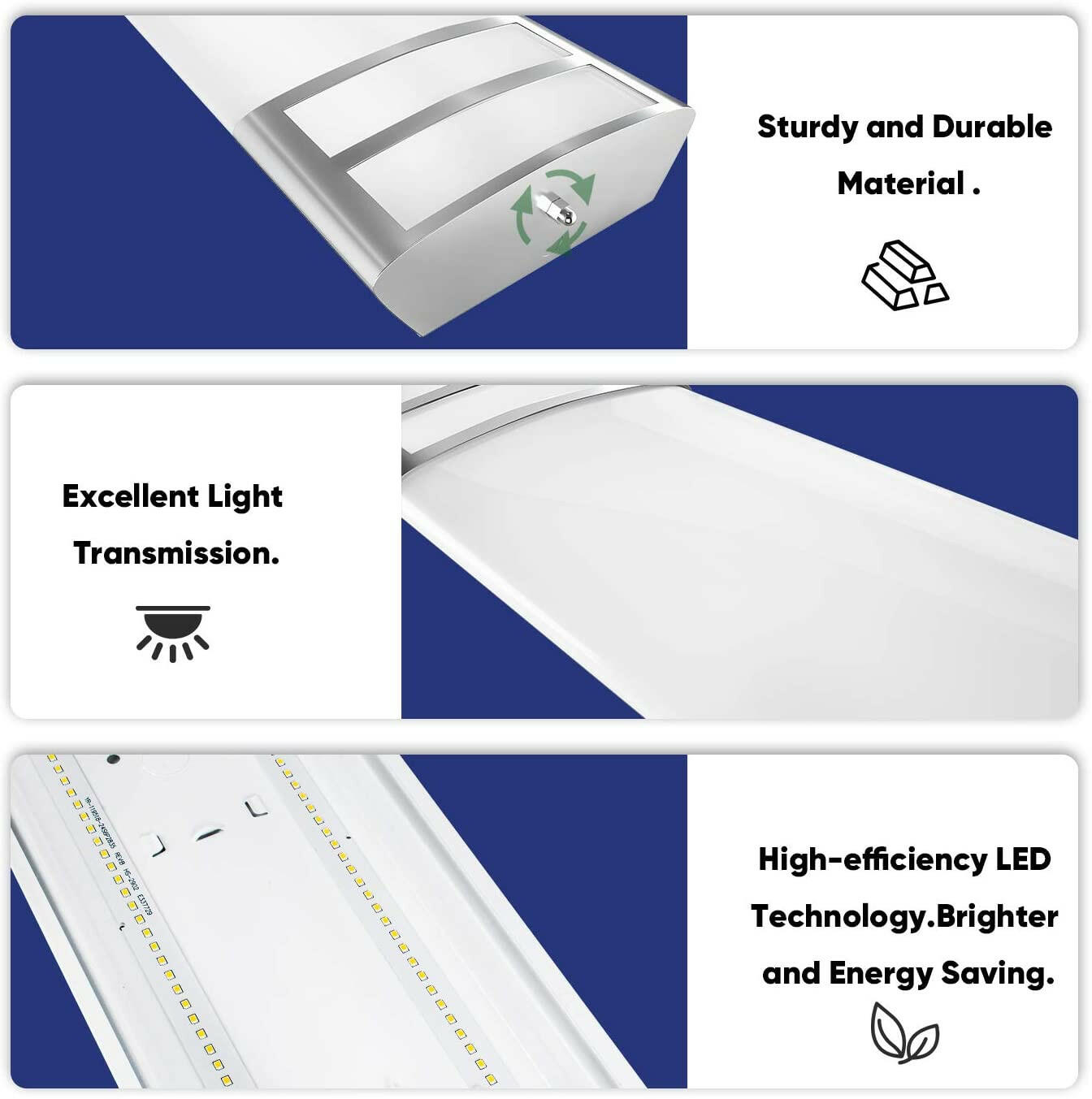 AntLux 4ft LED Light Fixture 50W 5600lm LED Linear Flush Mount Light, 4000K, 4 Foot LED Kitchen Ceiling Light Fixtures for Living Room, Laundry, Replace for Fluorescent Version 2 Pack