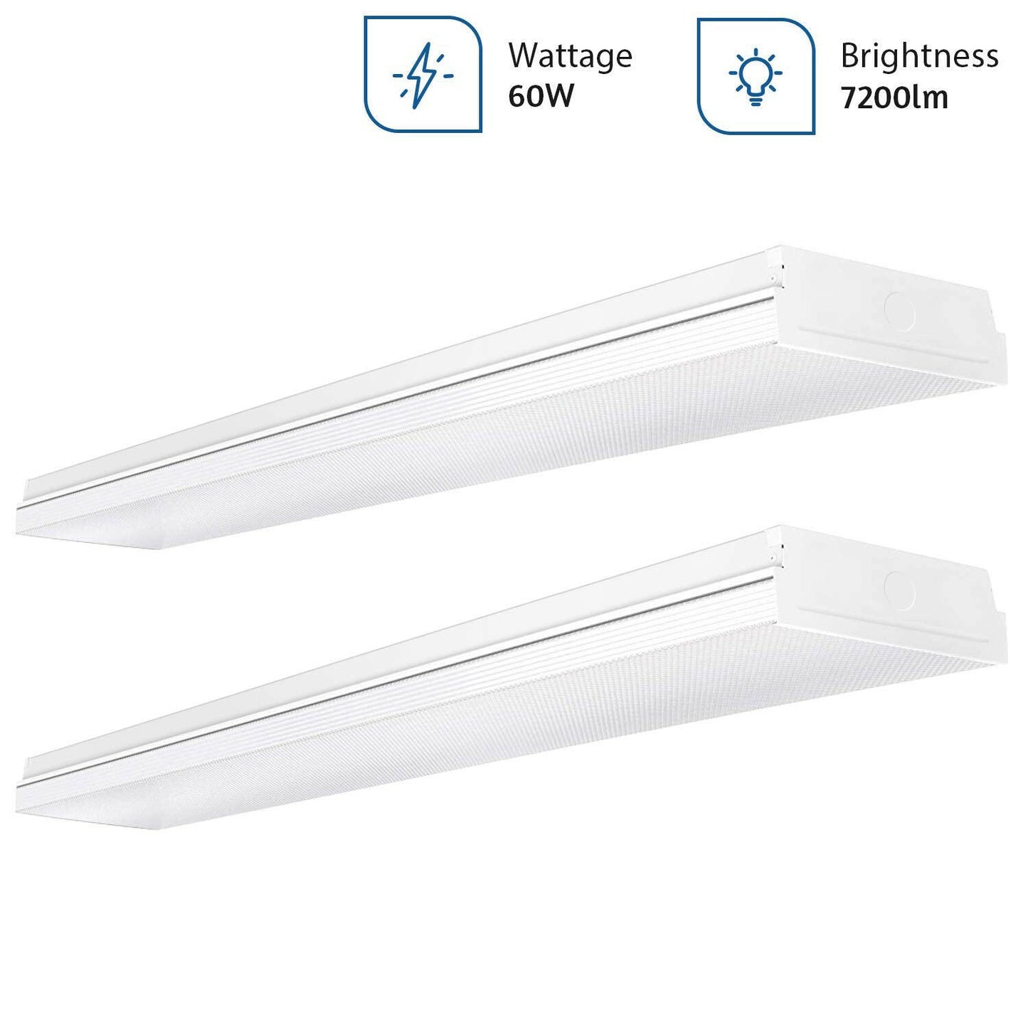 AntLux LED Wraparound Office Light 4FT, 7200 Lumens, 4000K, 60 Watt 4 Foot Flush Mount LED Shop Lights, Wrap Around Ceiling Lighting Fixtures for Garage Workshop, Fluorescent Tube Replacement, 2 Pack