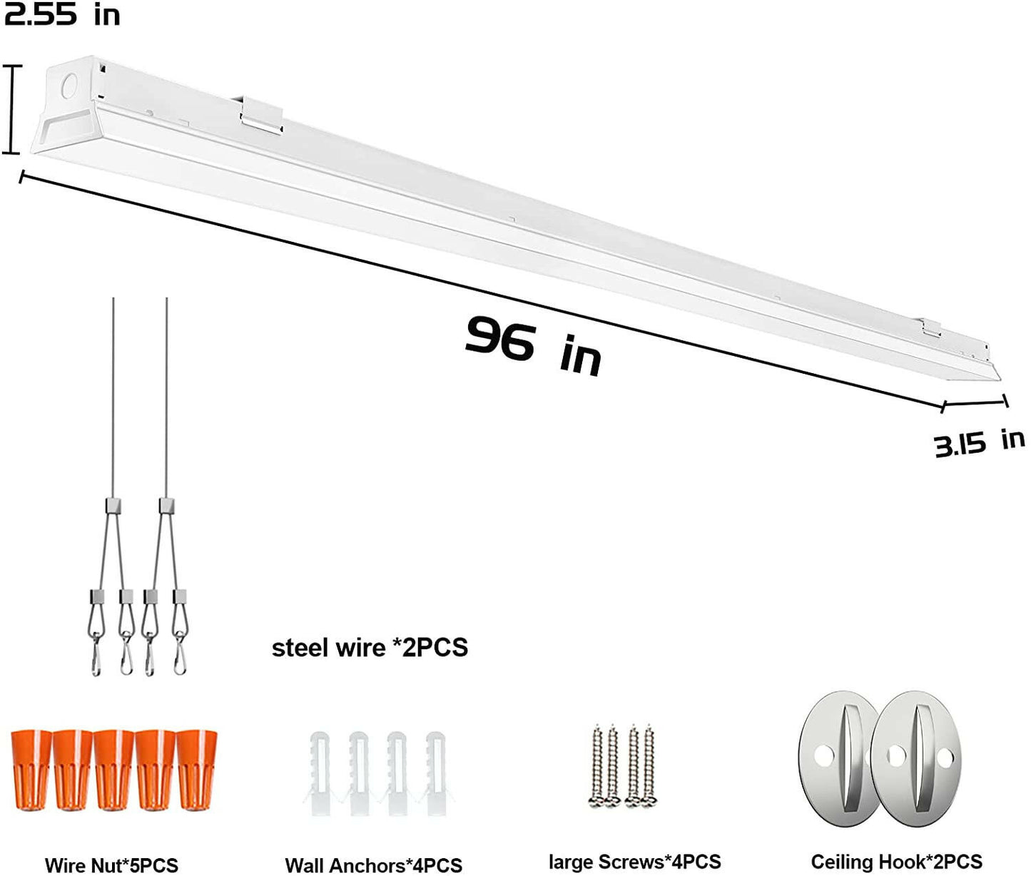 AntLux 8FT LED Shop Light 110W LED Linear Strip Lights, 1-10V Dimmable, 12000 Lumens, 5000K, Commercial Grade 8 Foot LED Light Fixtures for Warehouse, Garage, 8’ Fluorescent Tube Replacement, 1 pack