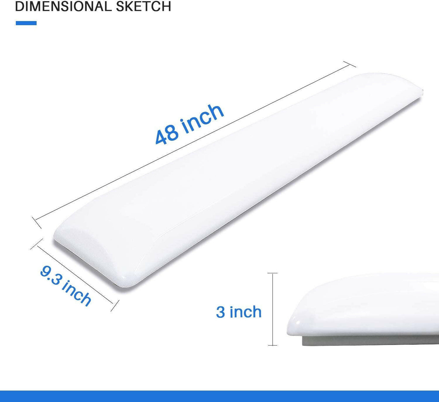 AntLux 4FT LED Puff Light Flush Mount 60W, 6600LM, 4000K, 4 Foot Integrated Low Profile LED Kitchen Light 48 Inch Linear Cloud Ceiling Lighting Fixtures, Fluorescent Tube Replacement, 2 Pack