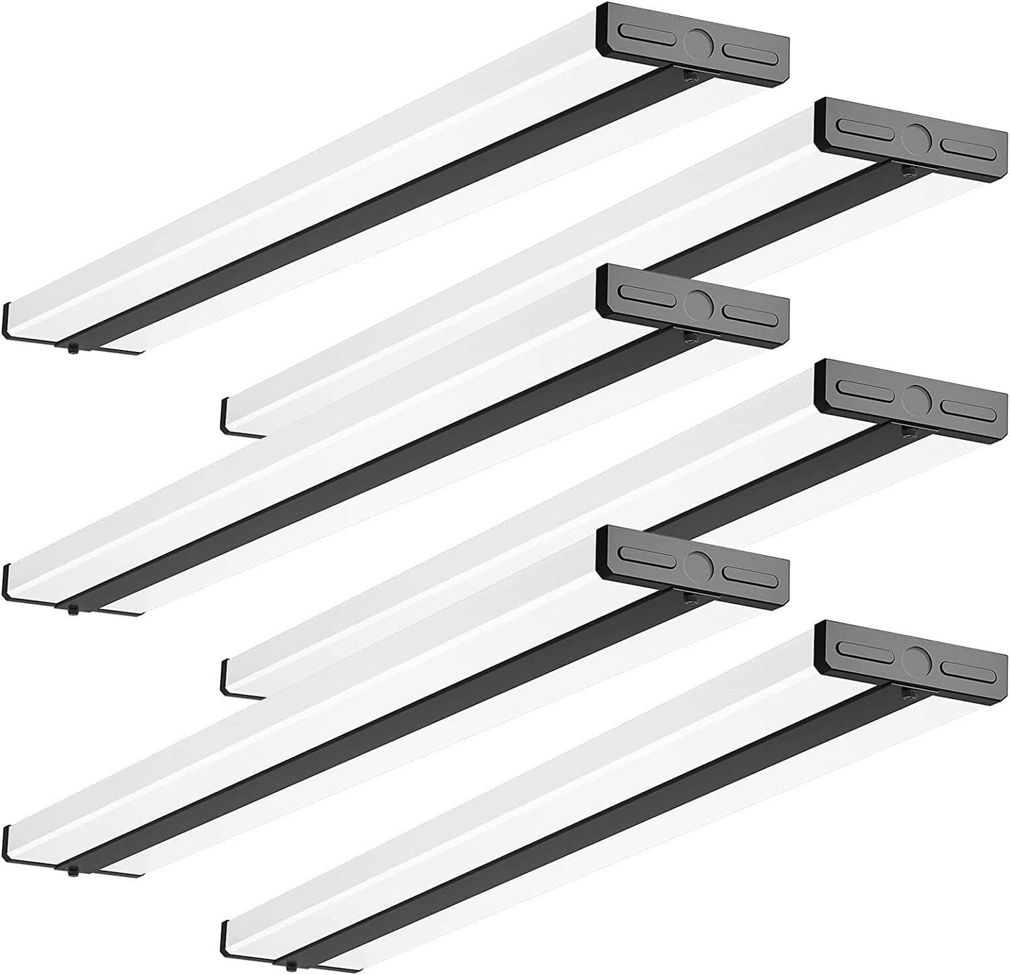 AntLux 4FT LED Wraparound Light Fixture 50W Shop Light for Garage, 5500lm, 4000K, 4 Foot LED Light Fixtures Ceiling Mount for Garage, Kitchen, Office, Workshop, Fluorescent Replacement, Black, 6 Pack