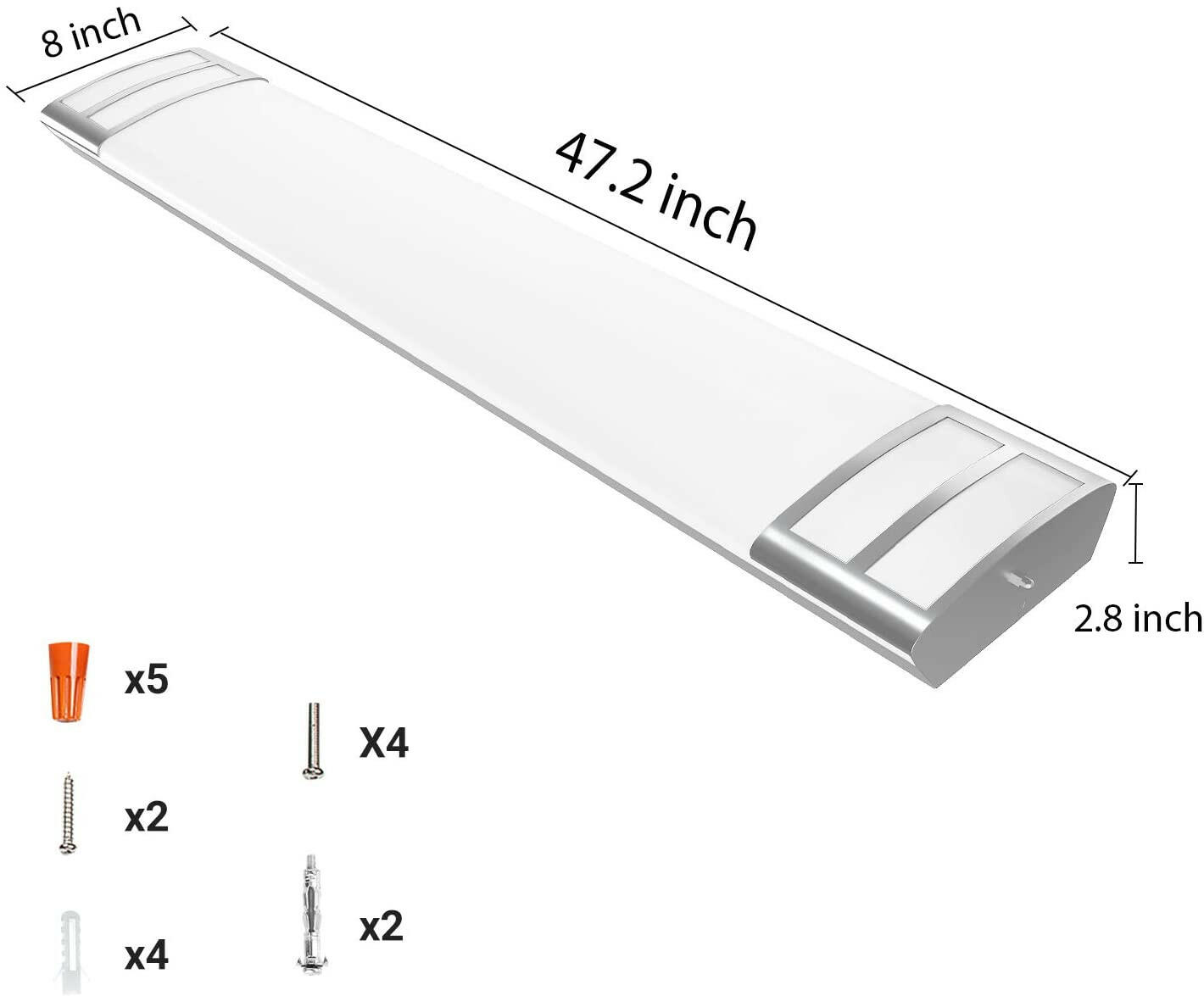 AntLux 4ft LED Light Fixture 50W 5600lm LED Linear Flush Mount Light, 4000K, 4 Foot LED Kitchen Ceiling Light Fixtures for Living Room, Laundry, Replace for Fluorescent Version 2 Pack