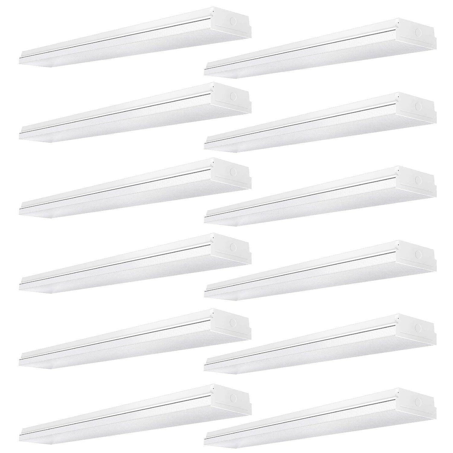 AntLux 4FT LED Wraparound, LED Garage Lights 4 Foot, 4400lm, 4000K Neutral White, Low Profile Linear Flush Mount office Ceiling Shop LED Wrap Light, 128W Fluorescent Light Fixture Replacement, 12 Pack