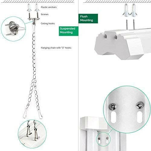 AntLux 8FT LED Shop Light for Garage, 72W 8000LM, 5000K, 8 Foot Ceiling Light Fixtures, Plug in, Fluorescent Tube Replacement for Workshop Warehouse Basement, Hanging Lighting with on/Off Pull Chain