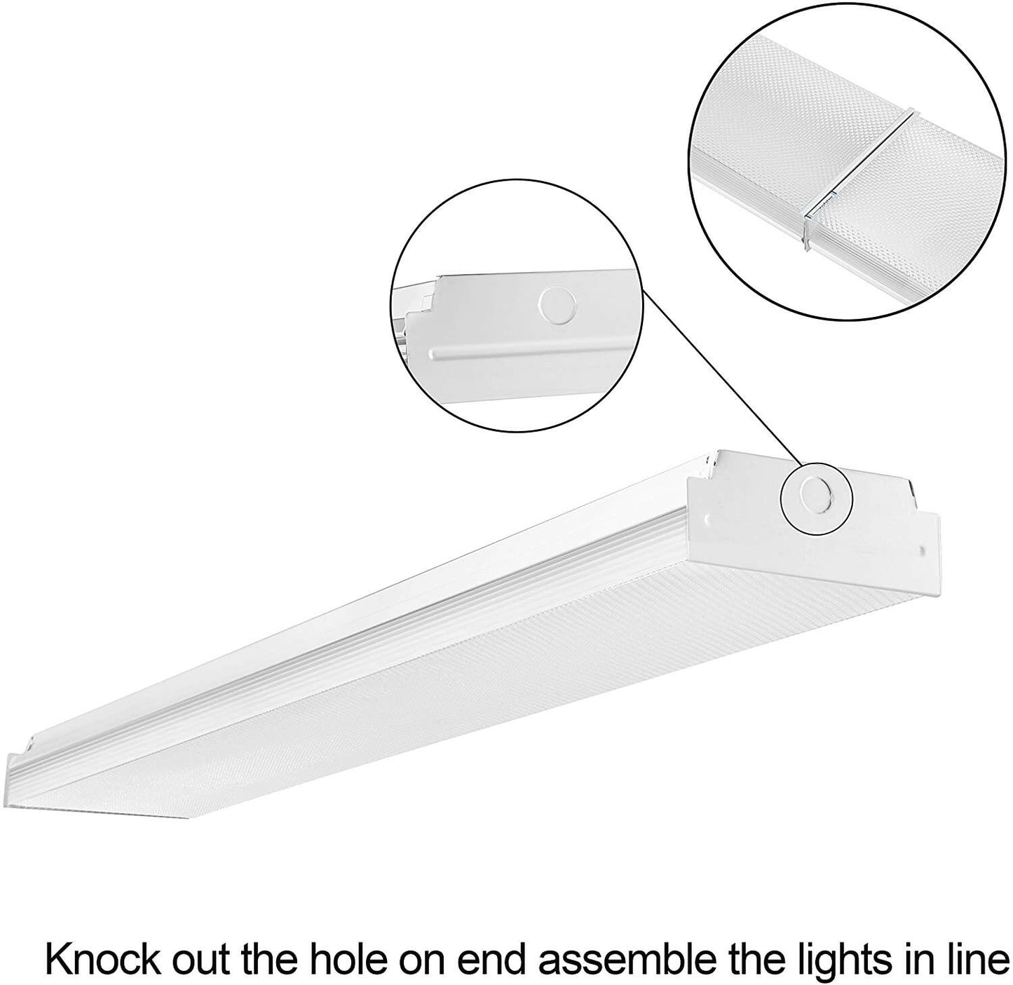 AntLux 4FT LED Wraparound, LED Garage Lights 4 Foot, 4400lm, 4000K Neutral White, Low Profile Linear Flush Mount office Ceiling Shop LED Wrap Light, 128W Fluorescent Light Fixture Replacement, 12 Pack