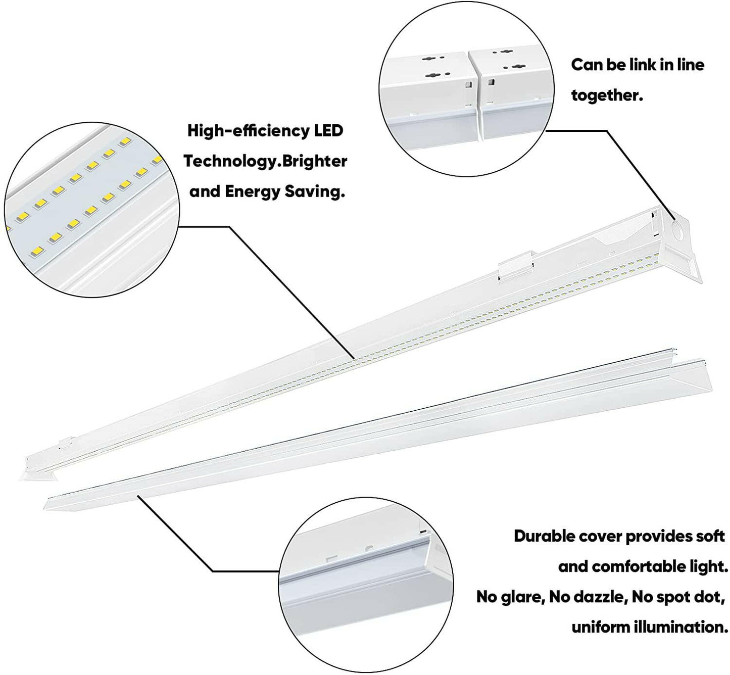 AntLux 8FT LED Shop Light 110W LED Linear Strip Lights, 1-10V Dimmable, 12000 Lumens, 5000K, Commercial Grade 8 Foot LED Light Fixtures for Warehouse, Garage, 8’ Fluorescent Tube Replacement, 1 pack