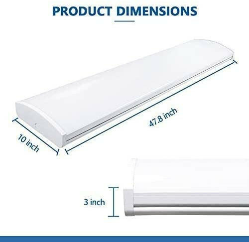 AntLux Commercial LED Wraparound Light Fixture 4FT Office Ceiling Lighting 72W, 8500 Lumens, 4000K, 4 Foot Low Bay Flush Mount Garage Shop Lights, Integrated Wrap Light, Fluorescent Tube Replacement