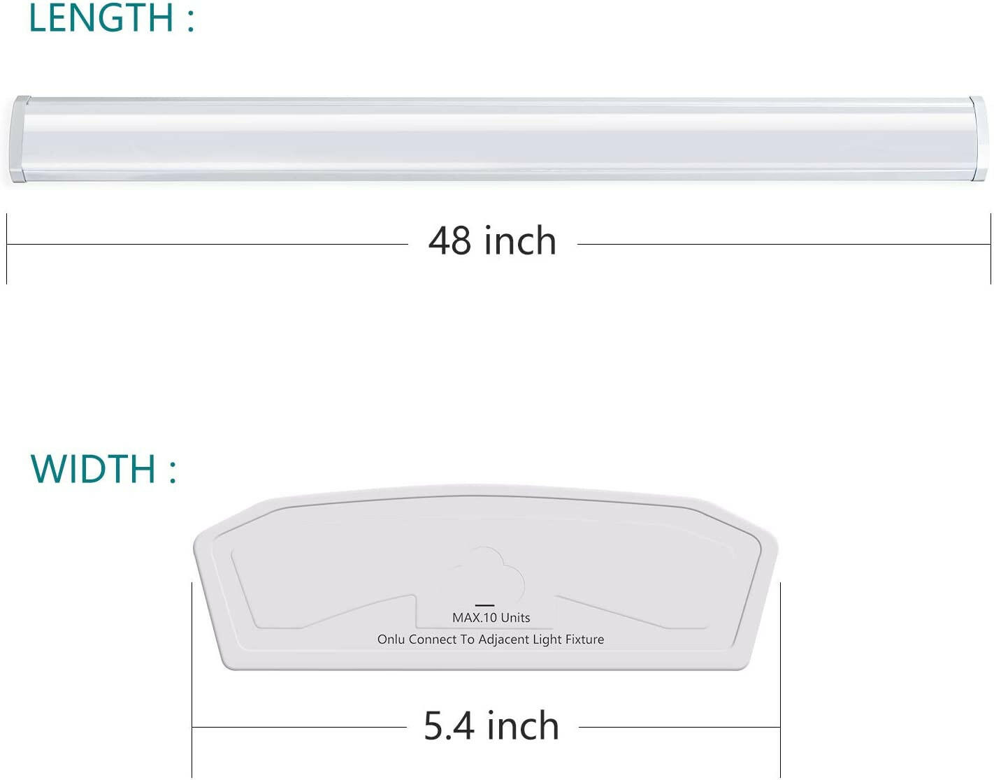 AntLux Linkable 4 Foot LED Wraparound Shop Light Flush Mount Garage Lights, 40W 4400 Lumens, 4000K, 4FT LED Wrap Lights, Linear Puff Ceiling Lighting Fixture, Fluorescent Tube Replacement, 4 Pack