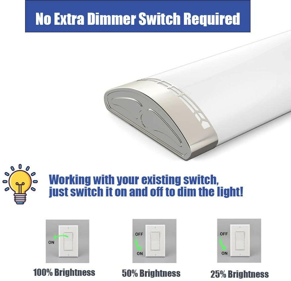 AntLux 4FT LED Flush Mount Dimmable Kitchen Light 50W, 5500 Lumens, 4000K Neutral White, 48 Inch Integrated LED Linear Ceiling Light Fixture for Kitchen, Laundry Room, Fluorescent Replacement, 6 Pack