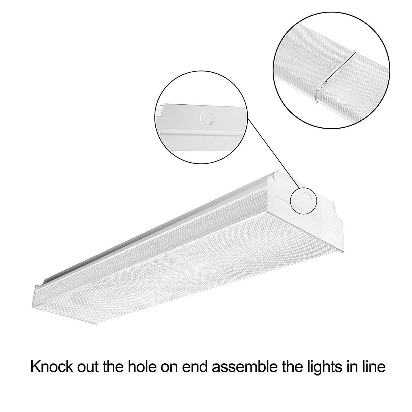 AntLux 4ft LED Garage Shop Lights LED Wraparound Light Fixture, 50W 5500LM, 4000K Neutral White, Integrated Low Profile Linear Flush Mount Ceiling Lighting, 128W Fluorescent Tube Replacement, 8 Pack