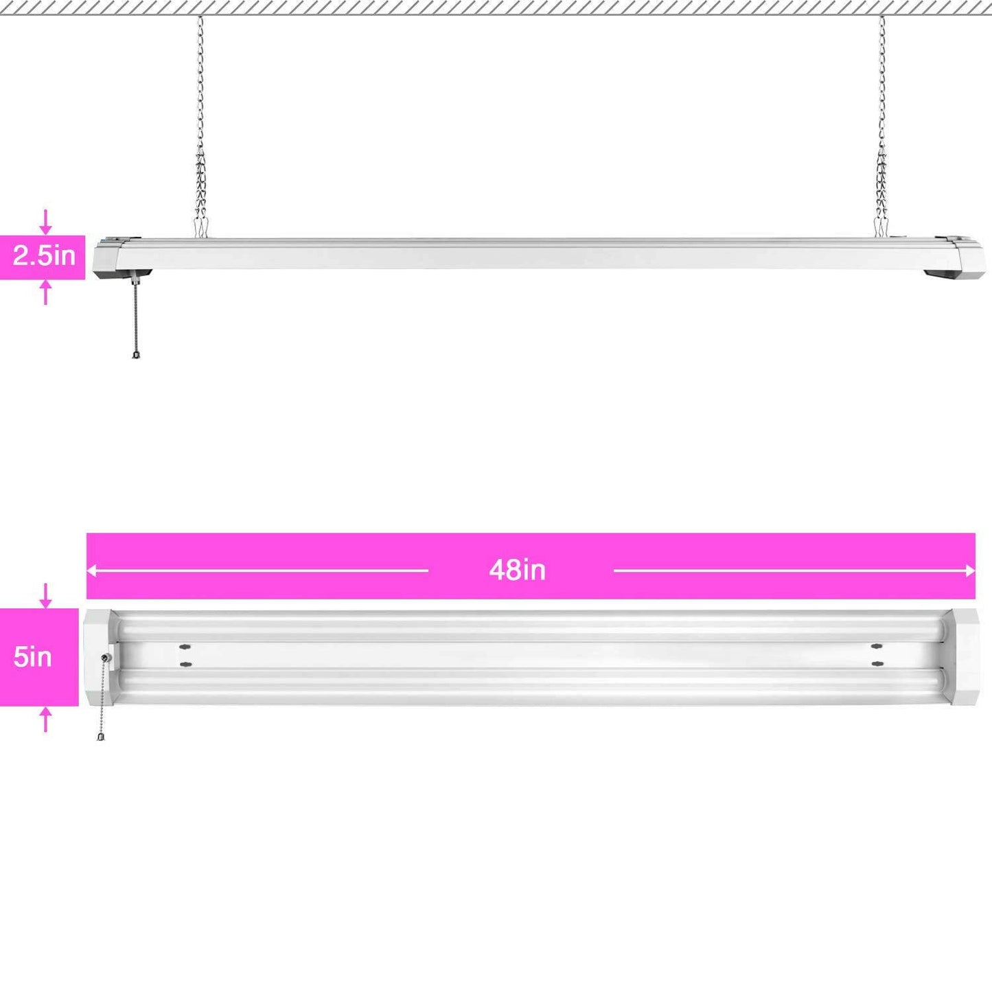 AntLux 4ft LED Grow Lights 50W Full Spectrum Integrated Growing Lamp Fixtures for Greenhouse Hydroponic Indoor Plant Seedling Veg and Flower, Plug in, ON/Off Pull Chain Included, 2 Pack