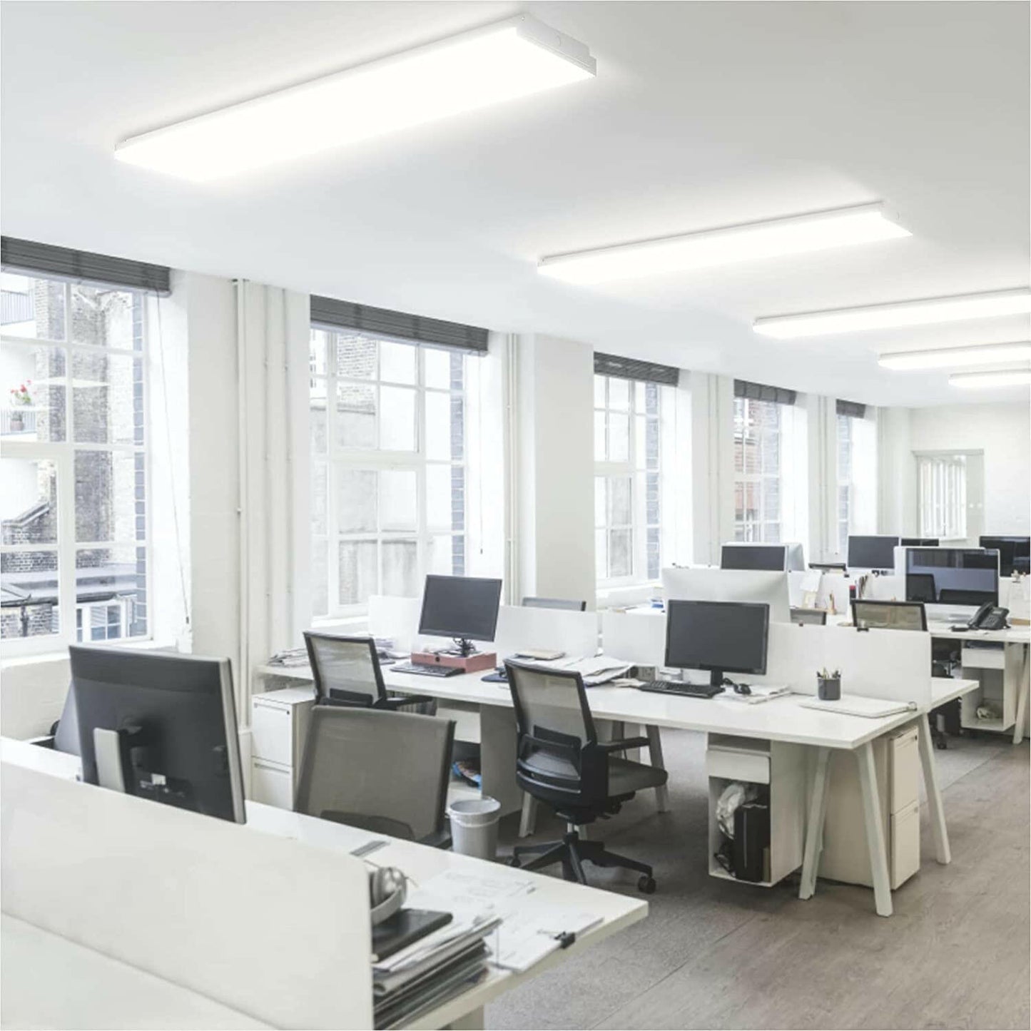 AntLux LED Wraparound Light 4FT LED Office Ceiling Lights 72W, 8600 Lumens, 4000K Neutral White, 4 Foot Flush Mount Wrap Lighting Fixture for Garage Workshop, Fluorescent Light Replacement, 2 Pack