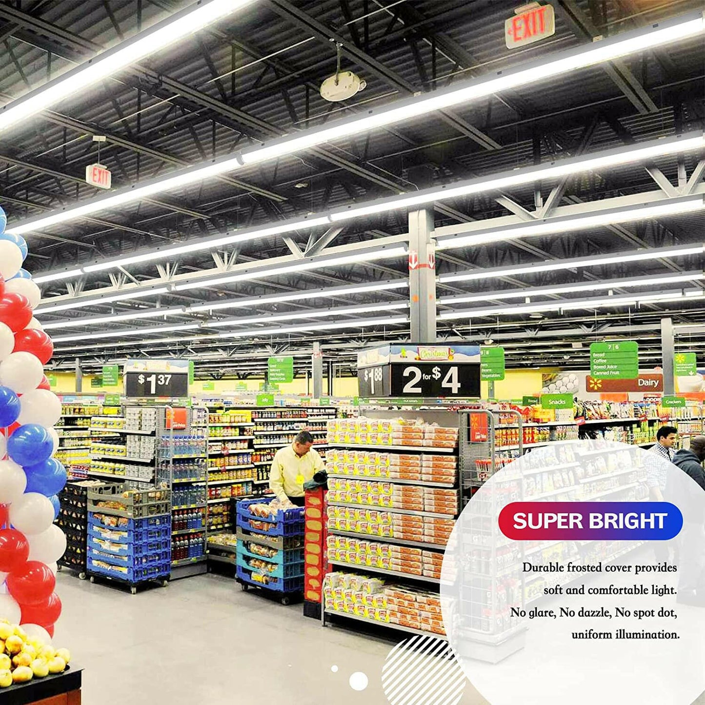 AntLux 8FT LED Shop Lights 110W LED Linear Strip Lights, 12000 Lumens, 5000K