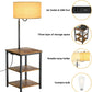 AntLux LED Floor Lamp with Tray Table - USB Charging Port, Power Outlet, Bedside Table with Shelves, Rustic Night Stand with Modern LED Floor Lamp for Living Room, Bedroom, Guest Room, Edison Bulb