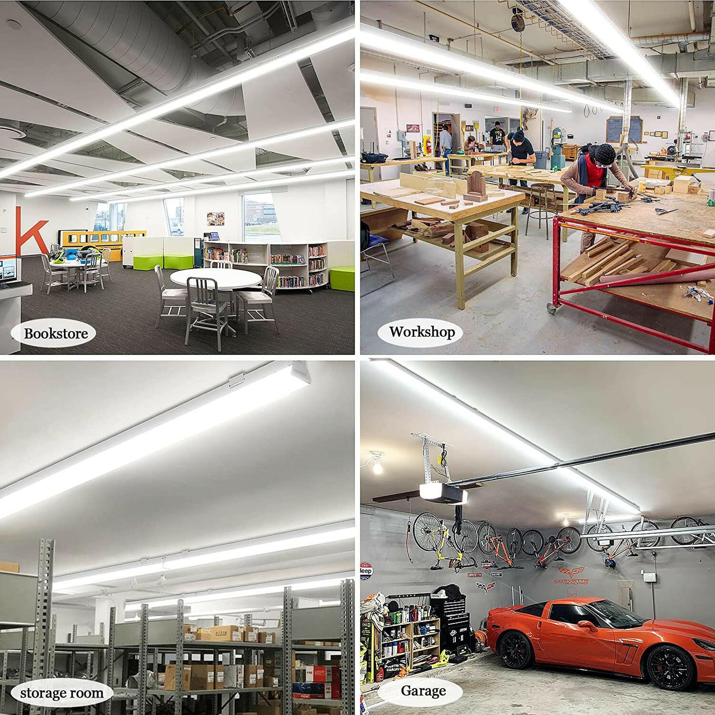 AntLux 8FT LED Shop Light 110W LED Linear Strip Lights, 1-10V Dimmable, 12000 Lumens, 5000K, Commercial Grade 8 Foot LED Light Fixtures for Warehouse, Garage, 8’ Fluorescent Tube Replacement, 1 pack