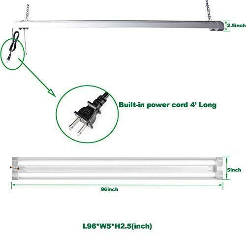 AntLux 8FT LED Shop Light for Garage, 72W 8000LM, 5000K, 8 Foot Ceiling Light Fixtures, Plug in, Fluorescent Tube Replacement for Workshop Warehouse Basement, Hanging Lighting with on/Off Pull Chain