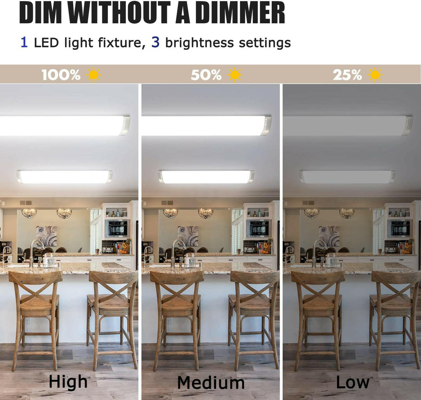 AntLux 4FT LED Flush Mount Dimmable Kitchen Light 50W, 5500 Lumens, 4000K Neutral White, 48 Inch Integrated LED Linear Ceiling Light Fixture for Kitchen, Laundry Room, Fluorescent Replacement, 6 Pack
