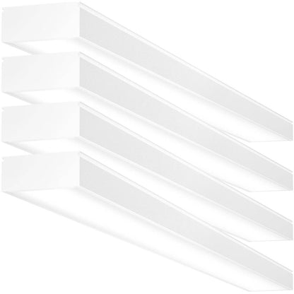 AntLux 4FT LED Office Ceiling Lights, Commercial LED Wraparound Shop Lights, 50W, 6000Lumens, 4000K, US Plug with ON/Off Switch, 4 Pack