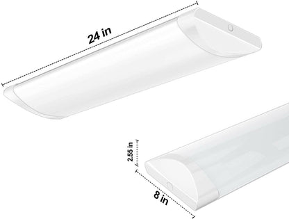 AntLux 2FT LED Linear Flush Mount Light, 20W/2400LM, 4000K Neutral White, 2 Foot Kitchen LED Ceiling Lighting Fixtures, 24 Inch Low-Profile Wraparound Puff Lights for Laundry Closet Garage, 2 Pack