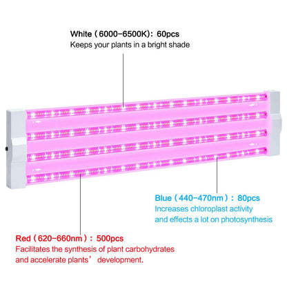 AntLux 4ft LED Grow Plant Lights 80W (600W Equivalent) Full Spectrum Integrated Growing Lamp Fixture for Greenhouse Hydroponic Indoor Seedling Veg and Flower, Plug in with on/Off Switch, 4 Pack