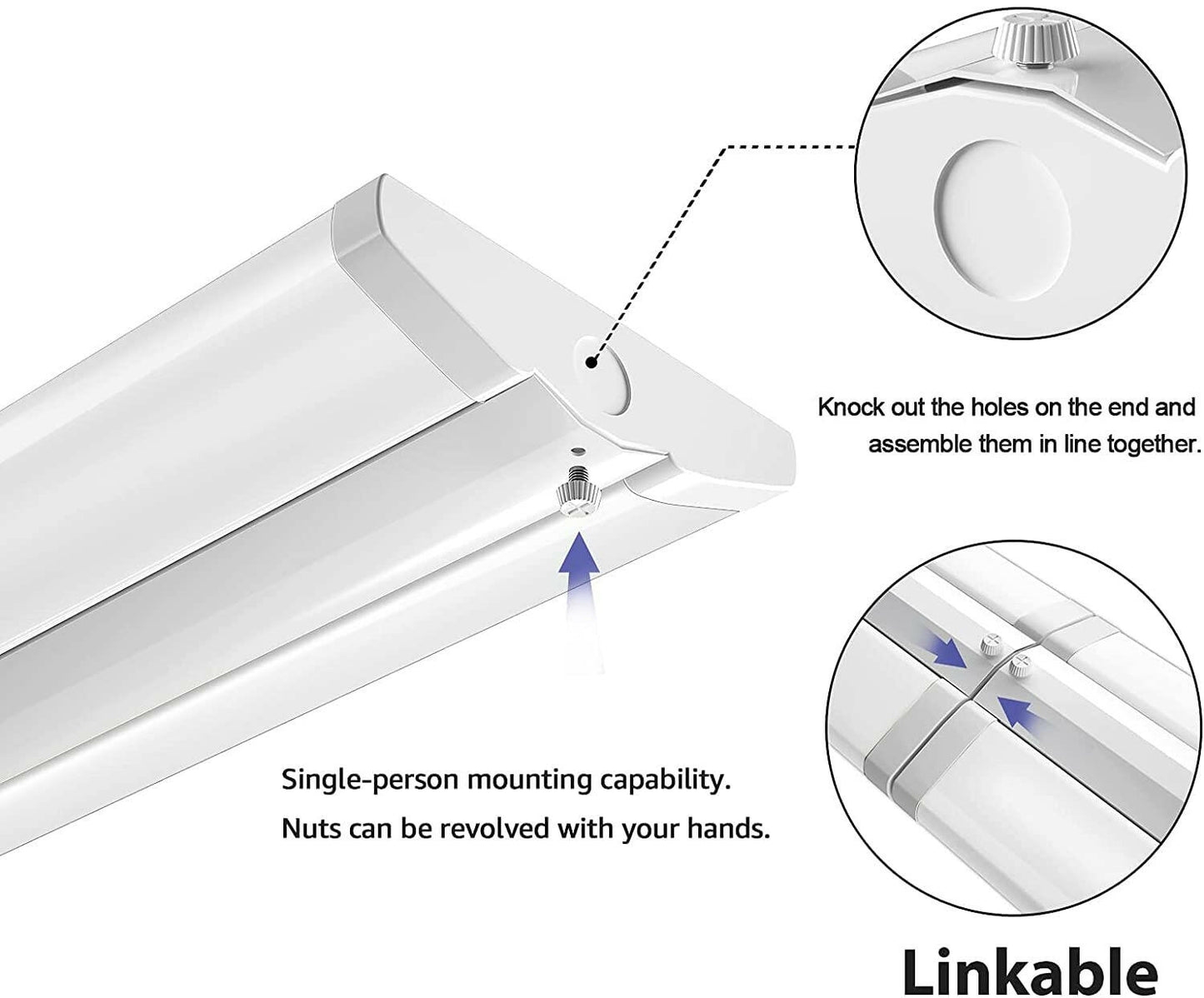 AntLux 4FT LED Wraparound Light Fixture 50W Ultra Slim LED Shop Lights for Garage, 5500 Lumens, 4000K Neutral White, No Glare, 4 Foot Flush Mount Office Ceiling Wrap Light for Workshop Kitchen, 8 Pack