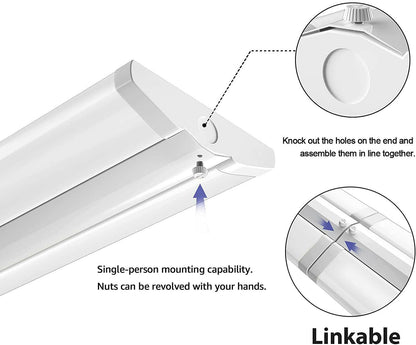 AntLux 4FT LED Wraparound Light Fixture 50W Ultra Slim LED Shop Lights for Garage, 5500 Lumens, 4000K Neutral White, No Glare, 4 Foot Flush Mount Office Ceiling Wrap Light for Workshop Kitchen, 8 Pack
