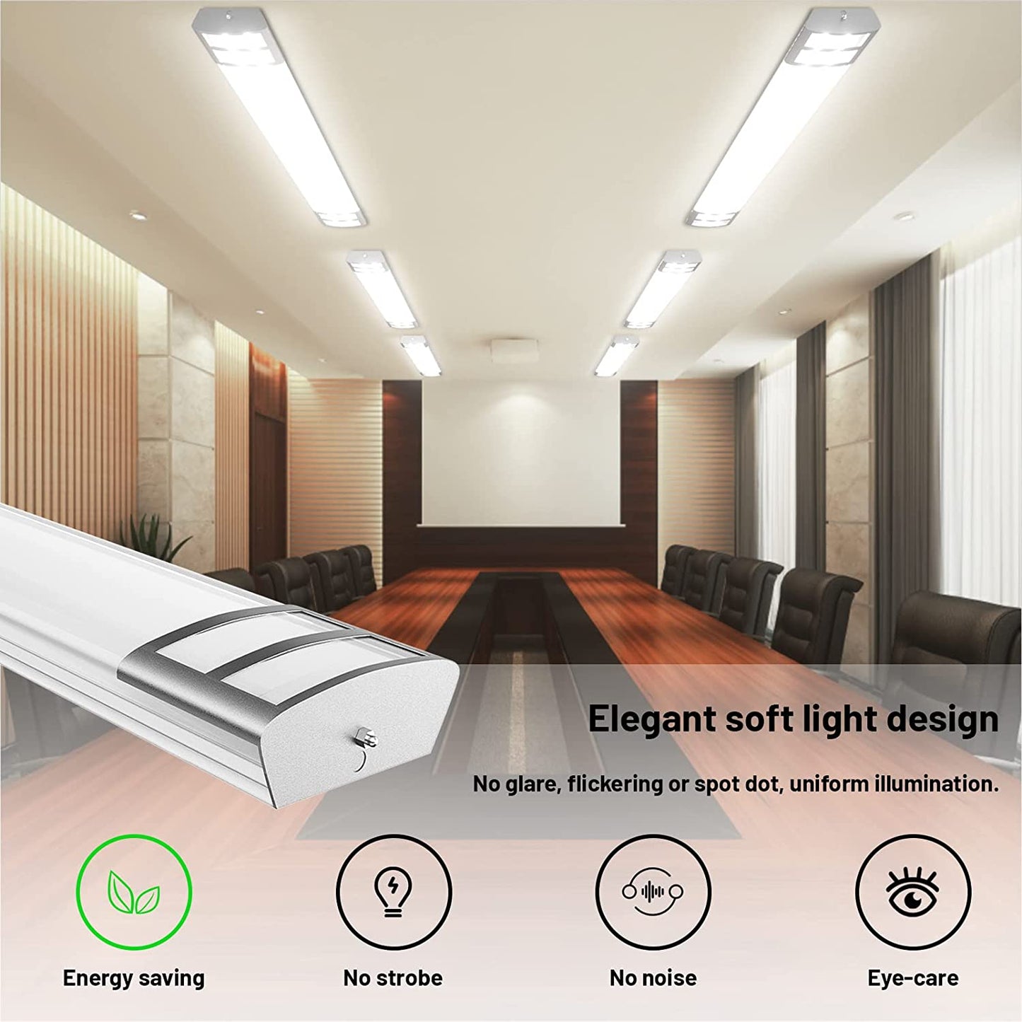 AntLux 4ft LED Light Fixture 50W 5600lm LED Linear Flush Mount Light, 4000K, 4 Foot LED Kitchen Ceiling Light Fixtures for Living Room, Laundry, Replace for Fluorescent Version