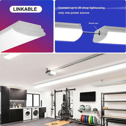 AntLux 4FT LED Wraparound Light Flush Mount Garage Shop Lights, 50W 5600 Lumens, 4000K, 4 Foot LED Wrap Light, Integrated Linear Puff Ceiling Lighting Fixture for Workshop, Office, Kitchen, 4 Pack