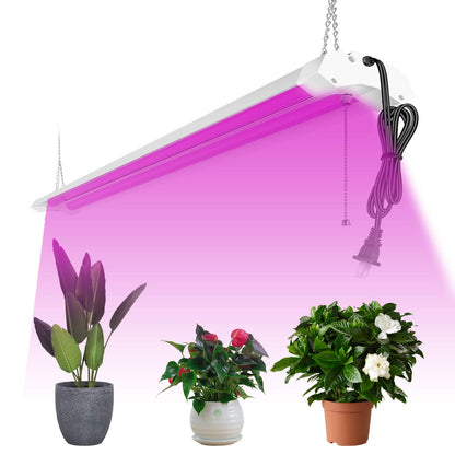 AntLux 4ft LED Grow Lights 50W Full Spectrum Integrated Growing Lamp Fixtures for Greenhouse Hydroponic Indoor Plant Seedling Veg and Flower, Plug in, ON/Off Pull Chain Included, 2 Pack