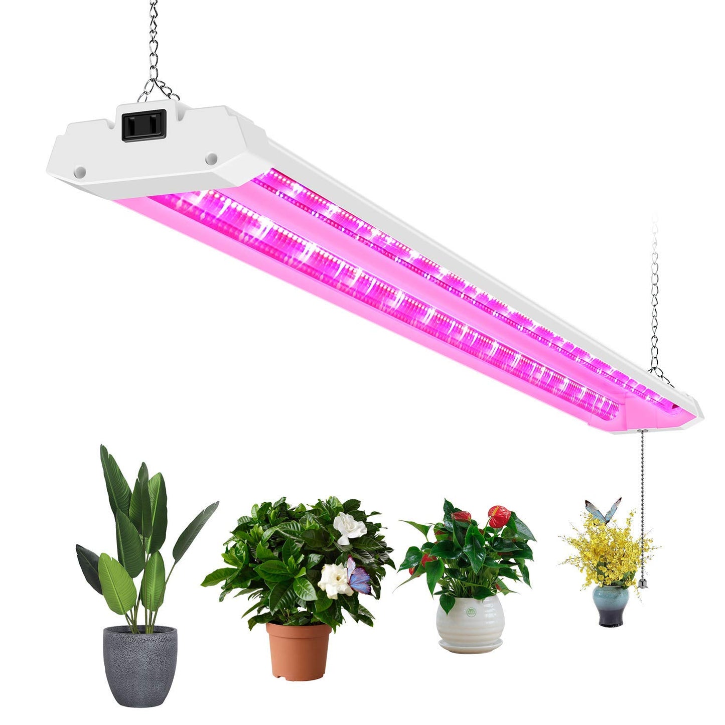 AntLux 4ft LED Grow Lights 50W Full Spectrum Integrated Growing Lamp Fixtures for Greenhouse Hydroponic Indoor Plant Seedling Veg and Flower, Plug in, ON/Off Pull Chain Included