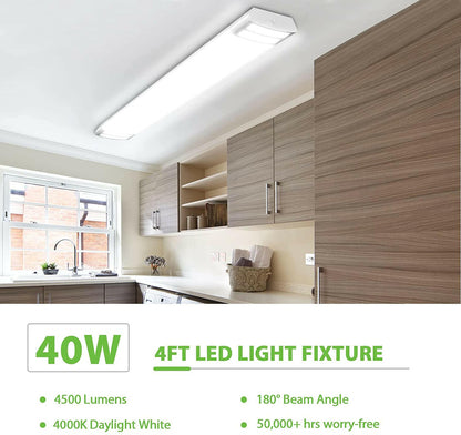 AntLux 4FT LED Flush Mount Puff Lights, 40W 4500LM, 4000K Neutral White, 48 Inch Linear LED Kitchen Ceiling Lighting Fixtures for Laundry, Craft Room, Fluorescent Light Replacement, ETL Certified