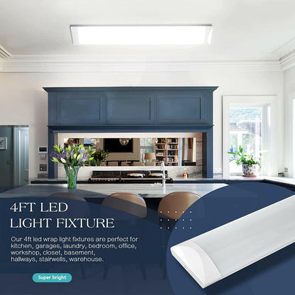 AntLux 4FT LED Wraparound Puff Lights, 50W/5500LM, 3 Color Temperature Dimmable LED Wrap Light, 4 Foot LED Flush Mount Ceiling Lights, 48 Inch LED Light Fixtures for Kitchen Laundry Office, 4 Pack