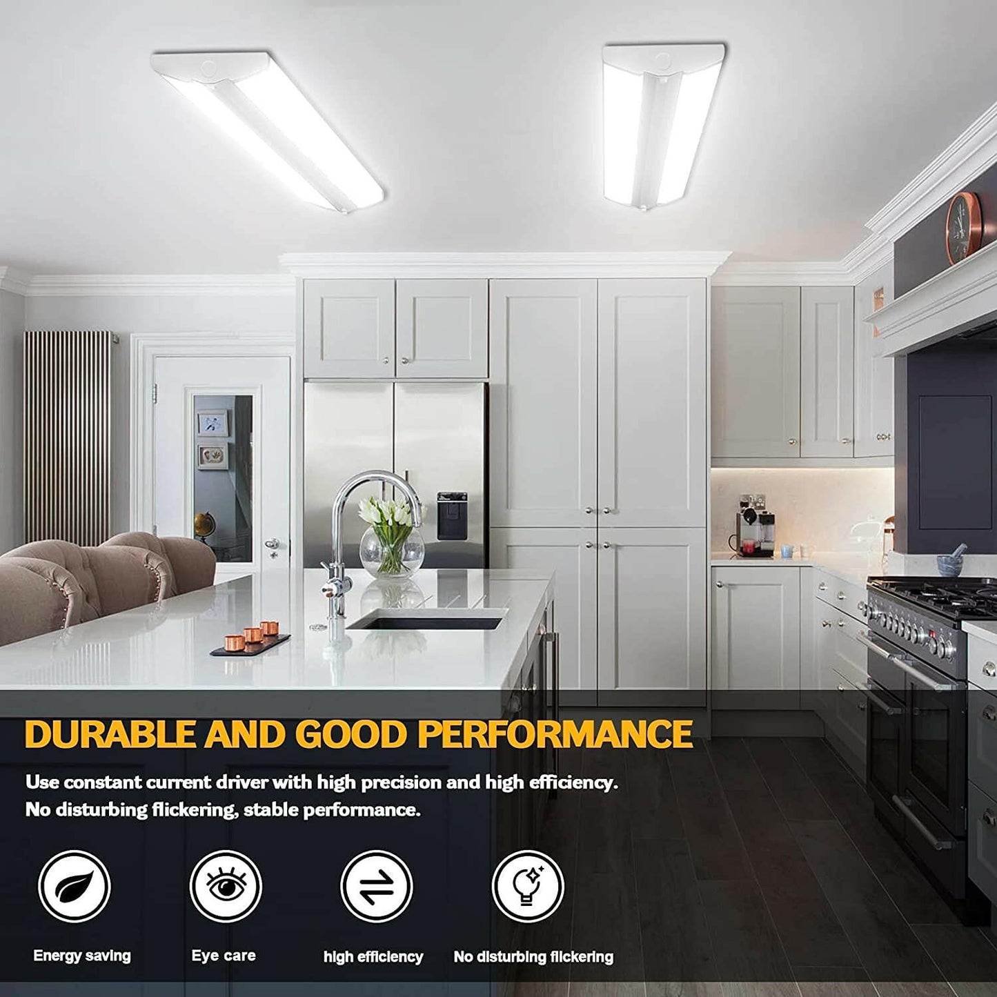 AntLux 4FT LED Wraparound Light Fixture 50W Ultra Slim LED Shop Lights for Garage, 5500 Lumens, 4000K Neutral White, No Glare, 4 Foot Flush Mount Office Ceiling Wrap Light for Workshop Kitchen, 8 Pack