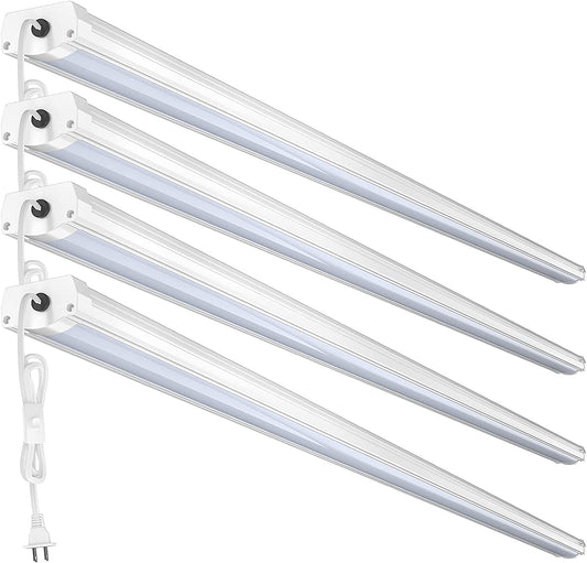 AntLux 8FT LED Shop Lights for Garage 8 Foot Linear Strip Light, 72W 8000LM, 5000K, Workshop Warehouse Ceiling Lighting Fixtures with on/off Switch, Plug In, 8’ Fluorescent Tube Replacement, 4 Pack