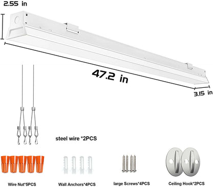 AntLux 4FT LED Strip Lights 50W LED Shop Lights, 1-10V Dimmable, 5500LM, 4000K, 4 Foot Integrated Linear LED Ceiling Light Fixtures for Garage Workshop Basement, Fluorescent Tube Replacement, 4 Pack