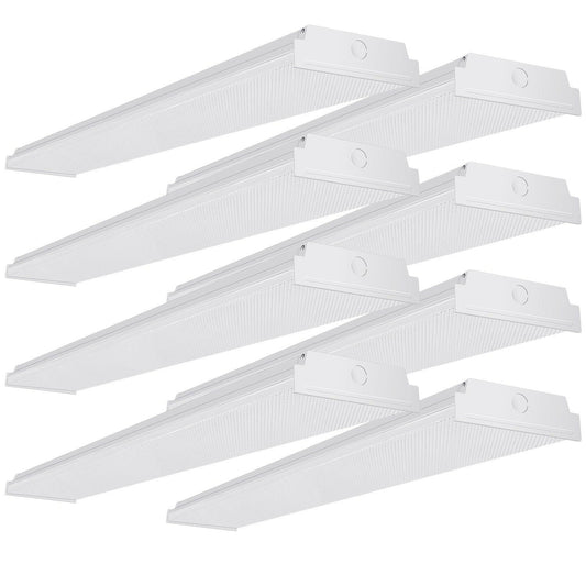 AntLux 4ft LED Garage Shop Lights LED Wraparound Light Fixture, 50W 5500LM, 4000K Neutral White, Integrated Low Profile Linear Flush Mount Ceiling Lighting, 128W Fluorescent Tube Replacement, 8 Pack